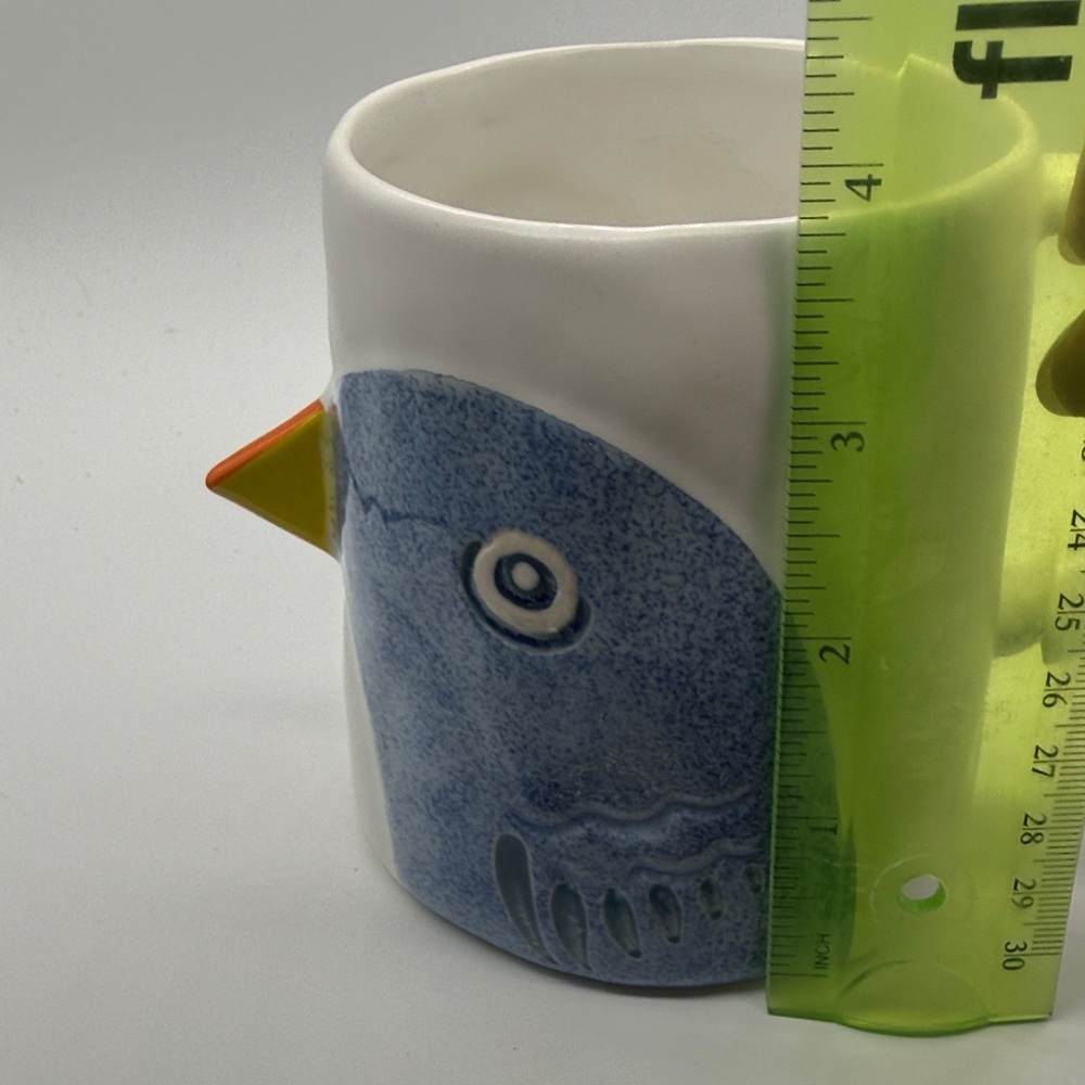 Anthropologie White Mug with Blue Bird and Yellow-Orange Beak - Picture 7 of 8